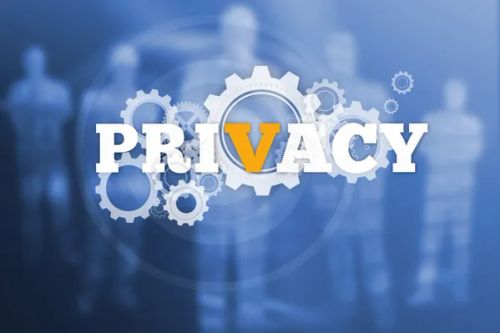 Privacy text with wheels and cogs — Stock Photo, Image