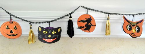 FREE Printable Retro Vintage Halloween Pumpkin Cat Witch & Owl