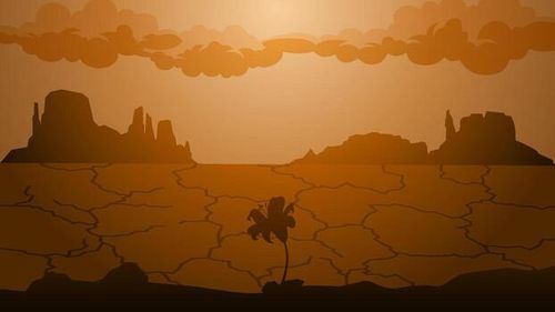 Landscape illustration of last flower blooms in the barren desert vector