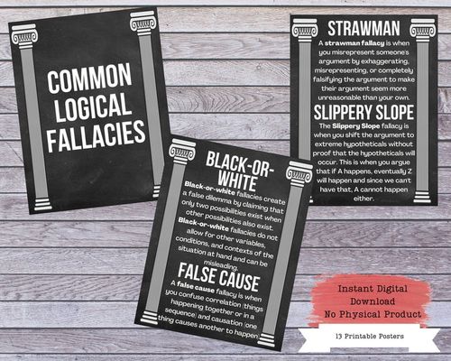 Logical Fallacies Printable Poster Set, Fallacies Posters, Debate Coach, Debate Posters, Public Speaking Posters, Writing Teacher image 4