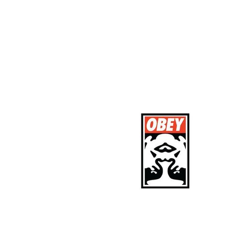 an obey sign on a white background with the word'obey'in red and black
