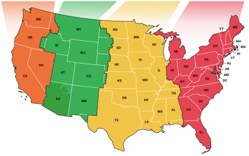 United States Time Zone Map