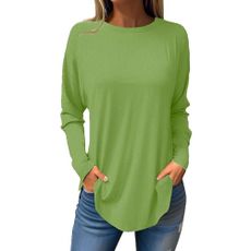Prime Big Deal Days Oct 8-9 Womens Fall Blouses & Sweatshirts - Long Sleeve Tops & Tunics in Green, Medium