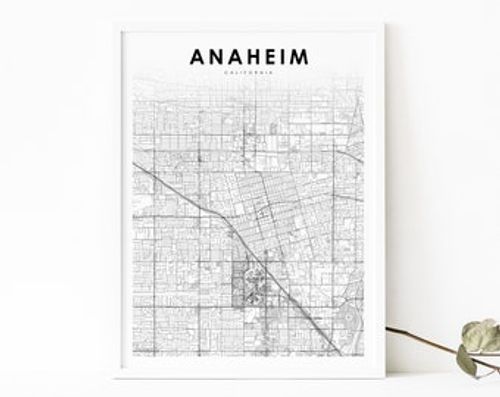 Anaheim CA Map Print, California USA Map Art Poster, City Street Road Map Print, Nursery Room Wall Office Decor, Printable Map