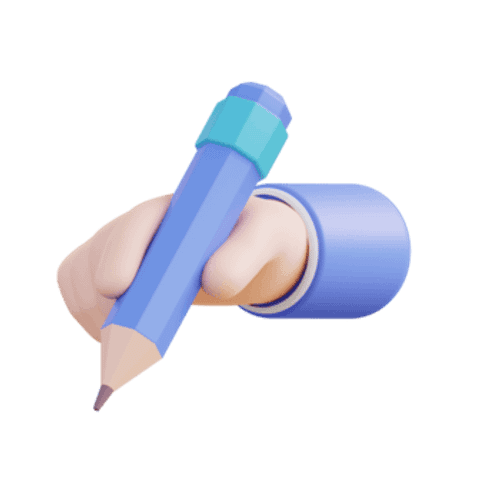 Ilustración 3d de escribir a mano y lápiz. png