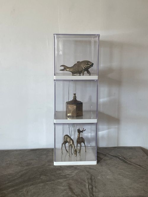 Trio of IKEA SYNAS 9” LED Lighted Acrylic Display Cases