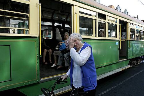 At 86 years of age Hazel Smith is taking Yarra Trams to VCAT because she can't get on W-Class Trams [like the one in the picture]. 6th November 2006....