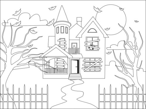 Haunted House from Halloween night i coloring book