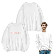 AiDiYGECO 2pcs sublimation crew neck sweatshirt white polyester blank crewneck sweatshirts hoodies men