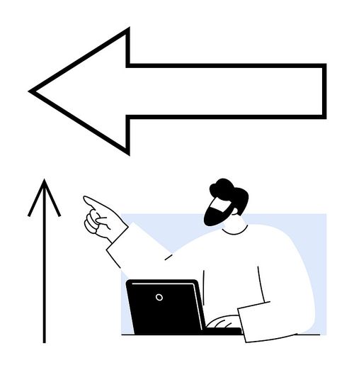 男子在使用笔记本电脑时指向上方图片下载