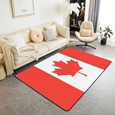 Erosebridal Canadian Flag Area Rug 5x7 for Boys, Maple Leaf Rug, Canada Nation Flag Carpet for Teens Adult, Red and White Non Slip Decorative Rug for Living Room