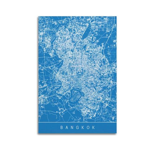 BPQN Minimalist Map Poster Asia Thailand Bangkok Decorative Painting Canvas Art Picture 40x60cm