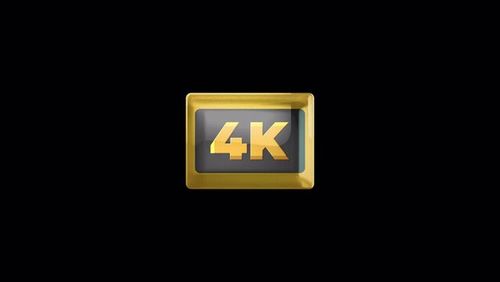 4K Logo Icon with a Glossy Effect on a Transparent Background.