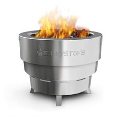 Slinky Stove Smokeless Fire Pit for Outdoor Wood-Burning - 17-Inch Patented Collapsible Firepit with Cooking Grill - Portable Stainless Steel Solo Pit for Camping, Backyard, Patio Bonfires