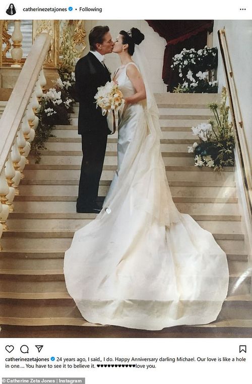 Catherine Zeta-Jones marked her and husband Michael Douglas' 24th wedding anniversary by sharing a number of beautiful photos from their big day