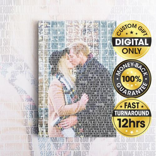 Custom Word Art Gift Ideas. Picture Made by Text. Printable Graphic Art Personalized Gift for Couple, Anniversary, Birthday image 1