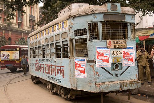 Calcutta Tram "Calcutta, West Bengal, India - December 18, 2008: Electric tram used for transport in the centre of Calcutta (Kolkata), West Bengal, India. The use of electric trams in Calcutta dates back over one hundred years to the time British rule. The tram system is still in daily use and provides a vital means of moving people around the crowded city." kolkata-tram stock pictures, royalty-free photos & images