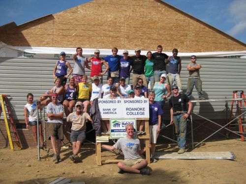 Roanoke College students helping to build a new home.