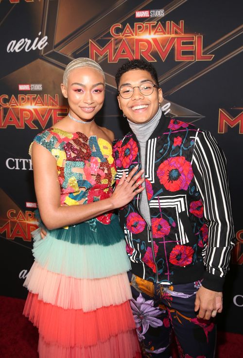 Tati Gabrielle and Chance Perdomo at an event for Captain Marvel (2019)