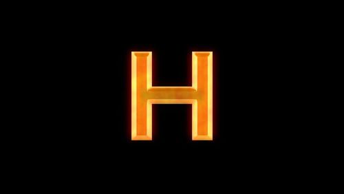 Letter H animation on transparent background with golden lens flare effect. capital H letter or uppercase. Great for software, game interfaces, education, or knowledge.