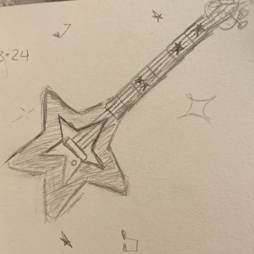 Pin by Dewi Agustina on drawing ideas in 2025 | Guitar drawing, Doodle art designs, Sketch book