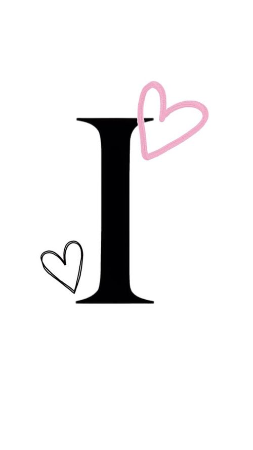 the letter i has two hearts on it