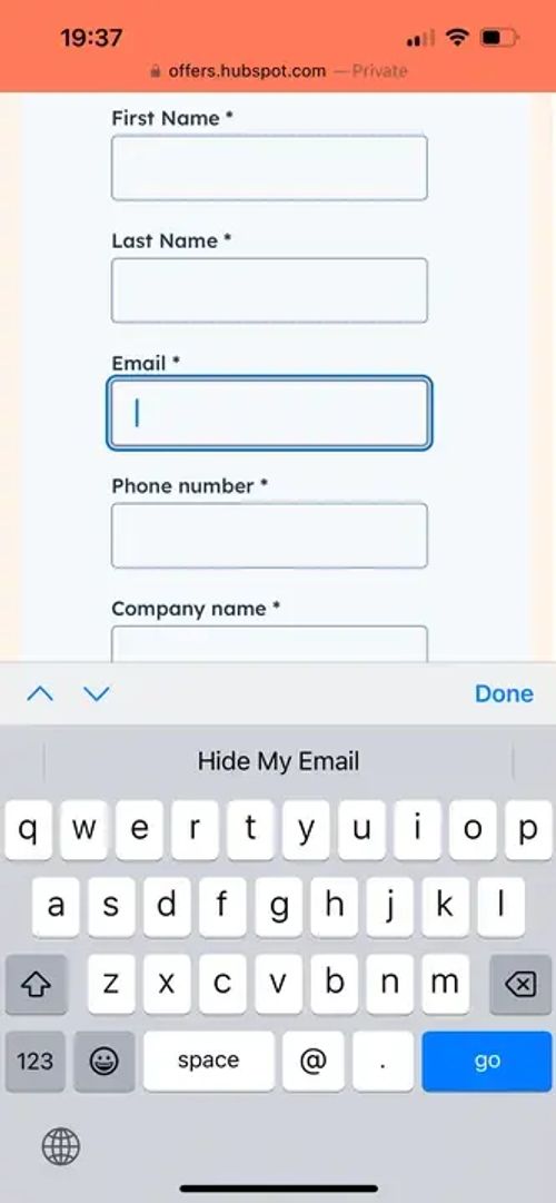 web form design: example of including @ symbol for email entry field