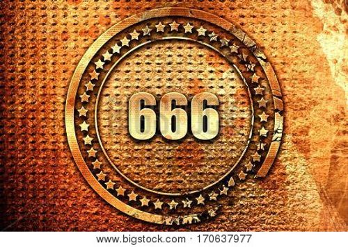 666, 3D rendering, text on metal