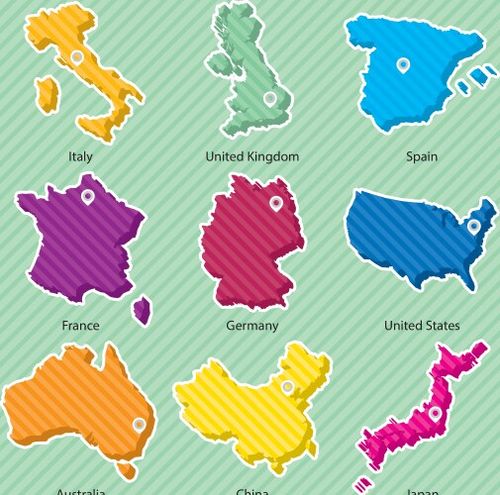 Country Maps Collection Vector Image