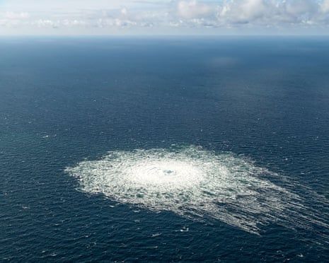 The site of the gas leak at the Nord Stream 2 pipeline in September last year.