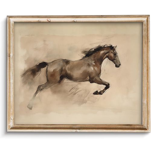 SQGGZH Vintage Horse Etching Wall Art Print Eclectic Neutral Equestrian Sport Neutral Retro Wall Art for Home Decor Farmho...