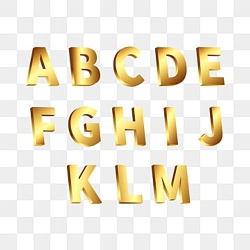 desenho dourado pacote de letras do alfabeto 3d png PNG