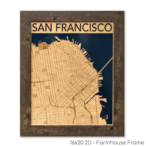 San Francisco Wood Map - City Gift - Apartment Décor - Closing Gifts - Wood Street Map - City Art - Realtor Gifts - Wall Art - Wood Map - 3D