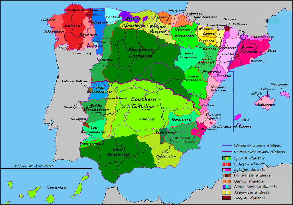 Map of Languages and Dialect Groups in Spain. | Mapa de españa, Historia de españa, Mapa historico