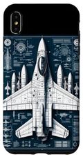 F16 Falcon Fighter Jet Blueprint and Technical Specs Case for iPhone XS Max