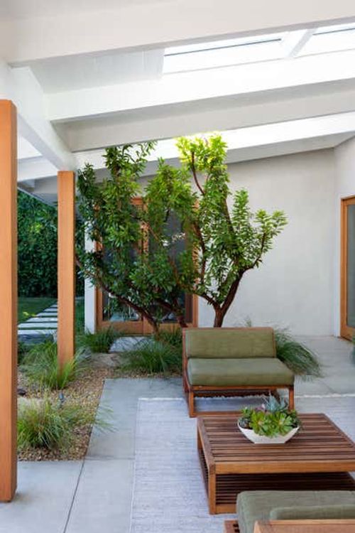 Mid-Century Modern Family Home Patio and Deck. No. 5 by Jenn Feldman Designs.