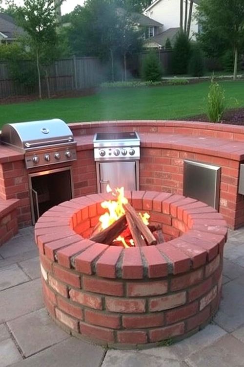 Outdoor Kitchen Brick Fire Pit - 24 Brick Fire Pit Ideas