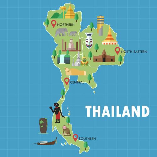 thailand travels map - bangkok map stock illustrations