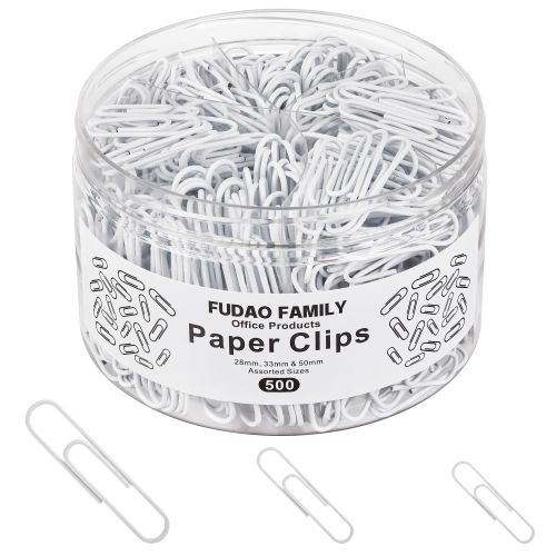 FUDAO FAMILY 500pcs Paper Clips Assorted Sizes, Small, Medium and Large（1.1inch, 1.3inch and 2inch) Paper Clips, Vinyl Coated