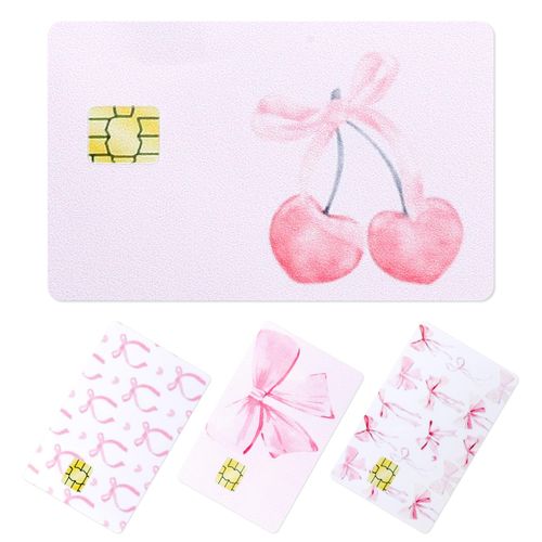 iRFKCIOW Credit Card Skin, Debit Card Skin, Pink Bow Credit Card Sticker, Removable Waterproof Debit Card Sticker Cute Car...
