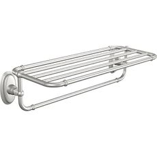 Moen YB5494BN Kingsley 24-Inch W x 9.6-Inch D Bathroom Hotel Towel Shelf, Brushed Nickel