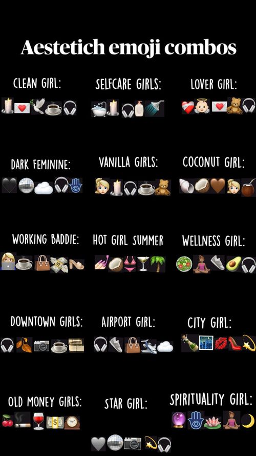 #emojiiphone #emojicombos #cleangirl #emojigirl #girls Random Emoji Combos, Calm Emoji Combos, Emoji Combinations Iphone, Good Emoji Combos, Snapchat Emojis Aesthetic, Two Emoji Combos, Best Emoji Combinations, Good Emojis To Use, Playlist Names Emojis