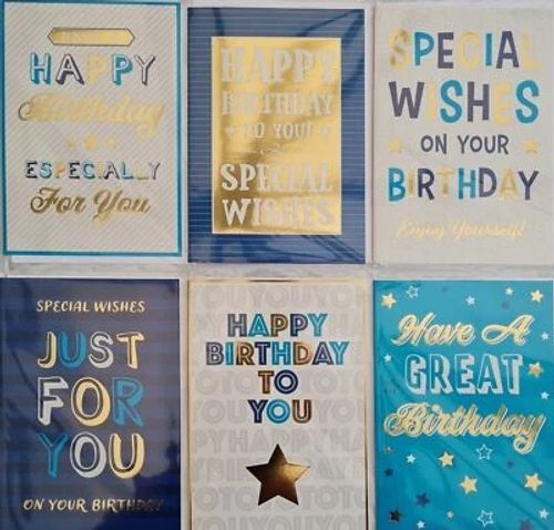 6 x multipack Open male Birthday Cards value pack, bulk pack, boys ,kids - Image 1 of 4