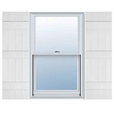 Exterior Solutions Standard Board & Batten Exterior Vinyl Shutter, Paintable (Pair), 14 Inch x 63 Inch