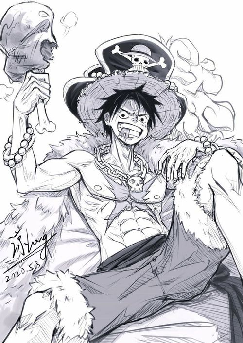 One Peice Anime Drawings, Luffy Art Drawing, Luffy And Zoro Drawings, One Piece Drawing Luffy, One Piece Drawing Sketches Luffy, One Piece Luffy Sketch, Anime Luffy Drawing, Luffy Drawings, Luffy With Tattoo Fanart