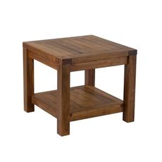RRI Goods Teak Wood Side Table with Storage - Teak Oil Finish Indoor and Outdoor Wooden Furniture for Deck, Porch, Balcony, Living Room, Bedroom and Backyard (18" D x 18" W x 18" H)