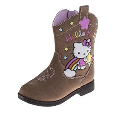 Josmo Hello Kitty Western Boots for Girls - Kids Cowgirl Boot Ranch Classic Cowboy Western Shoes - Brown (size 7 Toddler)