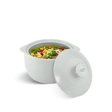 MINH LONG 1-Qt Porcelain Dutch Oven with Lid – Lead & Cadmium Free, Oven Safe to 482°F, Heat Retention, Clay Pot for Cooking on Gas & Infrared Cooktop, Use to Marinate, Cook, Bake, Refrigerate & Serve