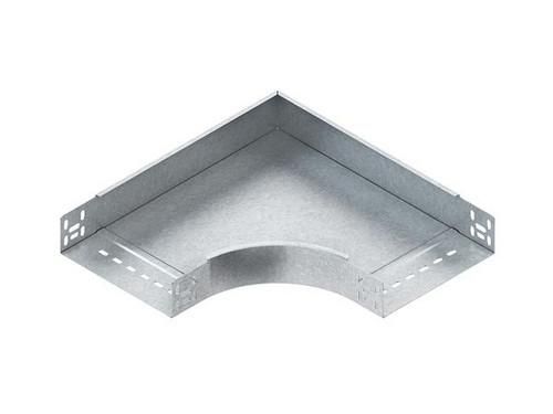 Elbow 90 with unperforated side profiles, but with connector perforations, with integrated splice plates