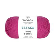 Estako Royal Cotton, 100% Mercerized Giza Cotton Yarn, Soft, Super Fino 1 for Crochet and Knitting 1.76 Oz (50g) / 137 Yrds (125m) (5069 - Fuchsia)